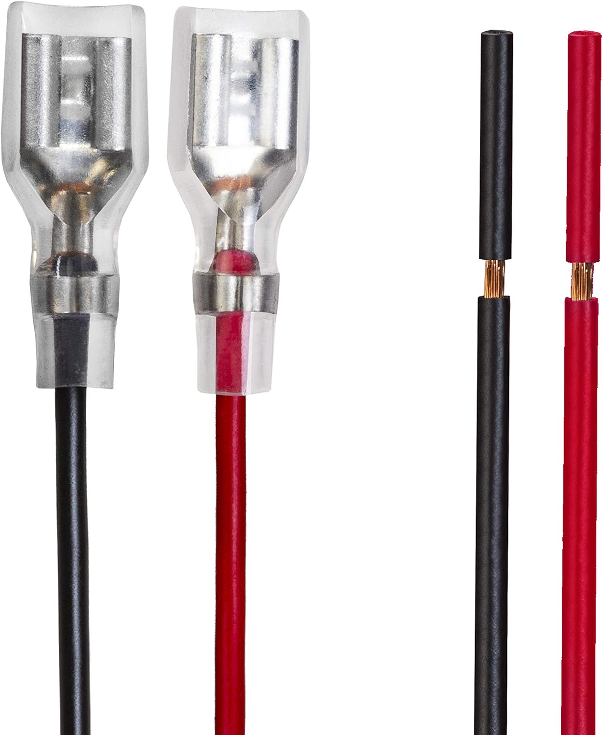 12V Lead Acid Battery Connector Cable, 5 Feet, with 0.250" Quick Connect/Disconnect F2 Type Terminals & Clear Inserts, Sealed Lead Acid Battery Connection Cable view 2
