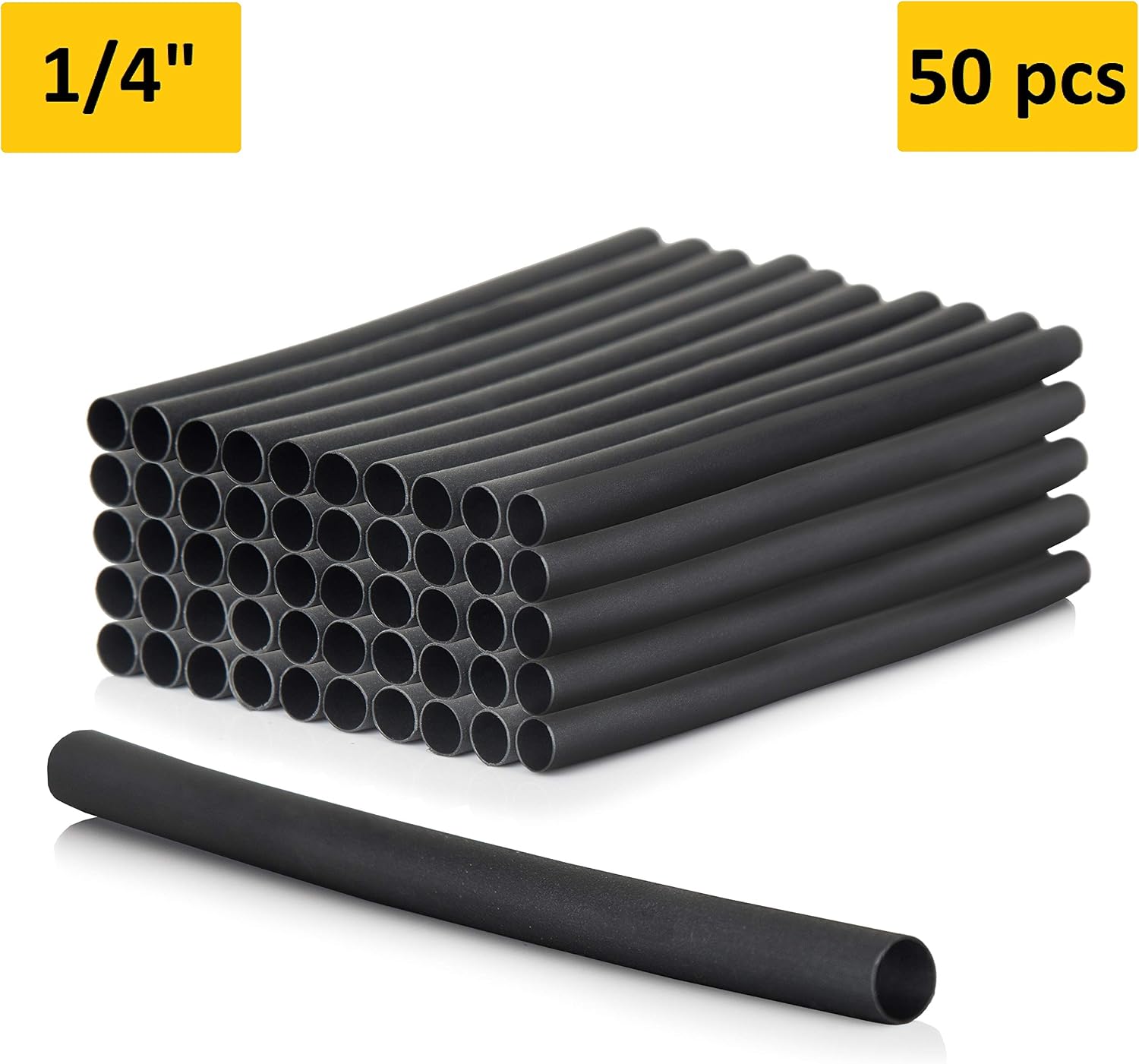 1/4" Heat Shrink Tubing, 50 pcs, 4" Long, High Voltage & Temperature Rating view 2