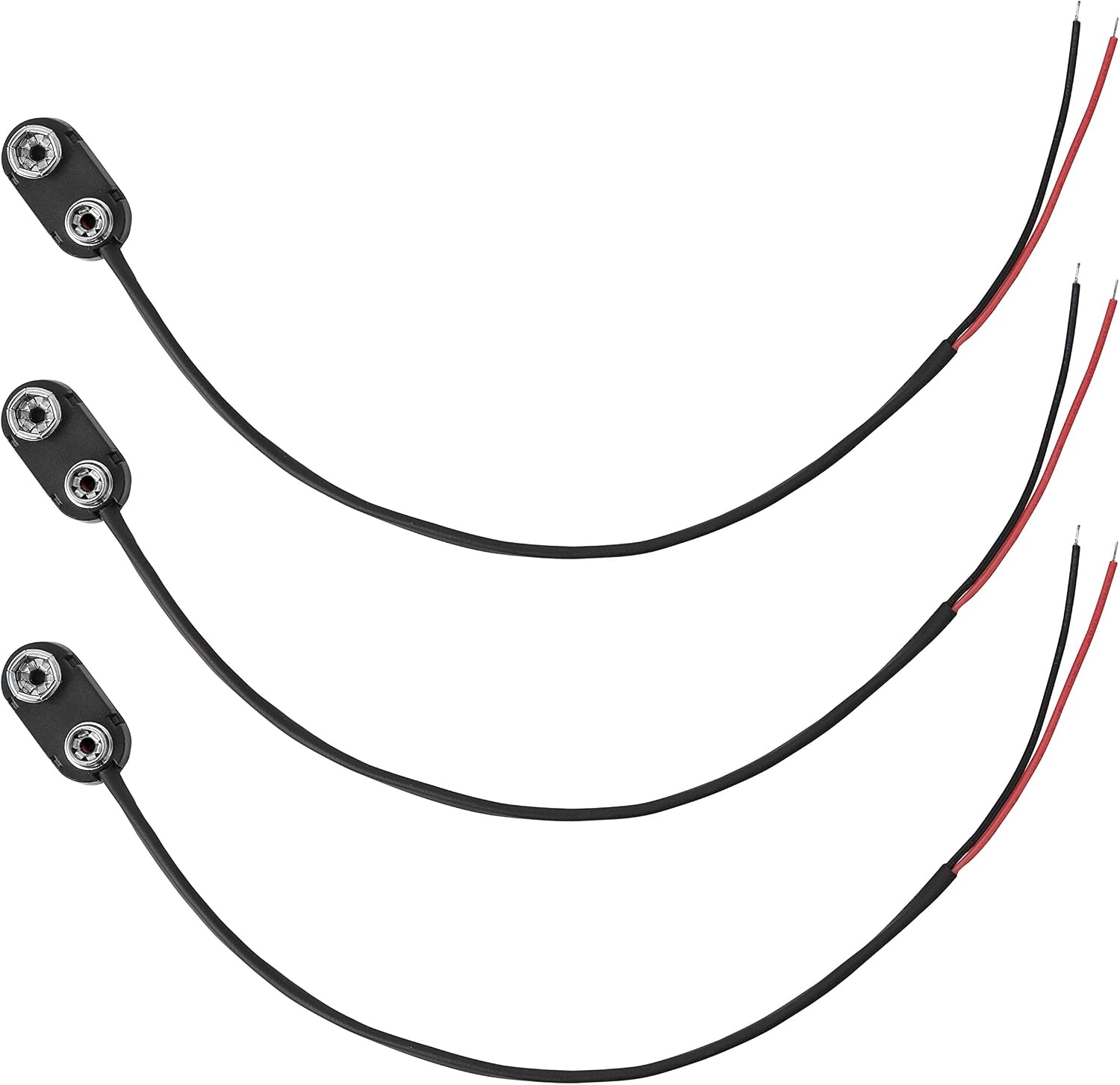 9V Battery Snap On Hard-Shell Clip Connector with Insulated Wires - 3 Pieces view 3