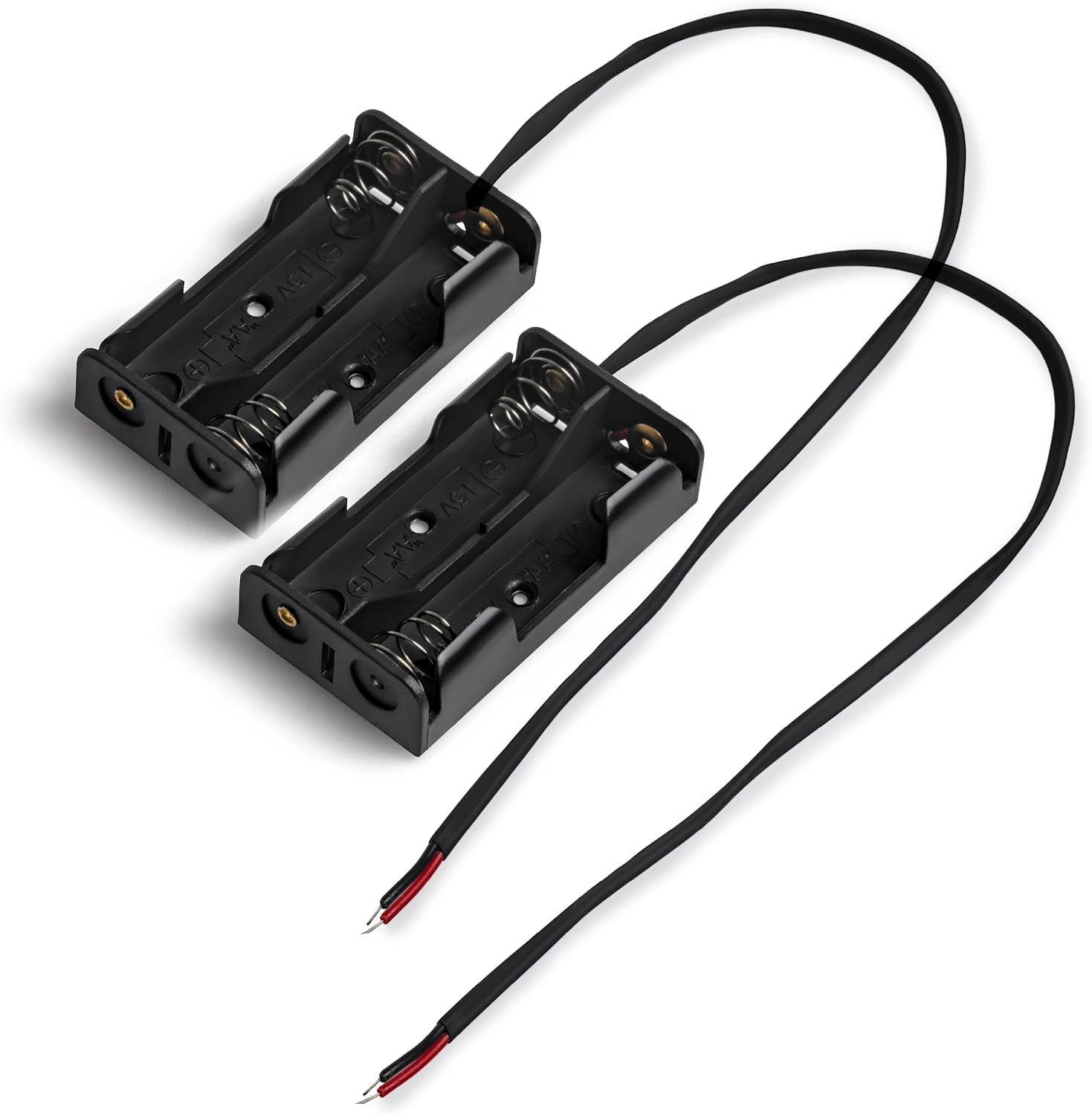 Double-A Battery Connectors, 2 Slot Hard-Shell AA Battery Holders with Insulated Wire Leads - 2 Pieces view 3