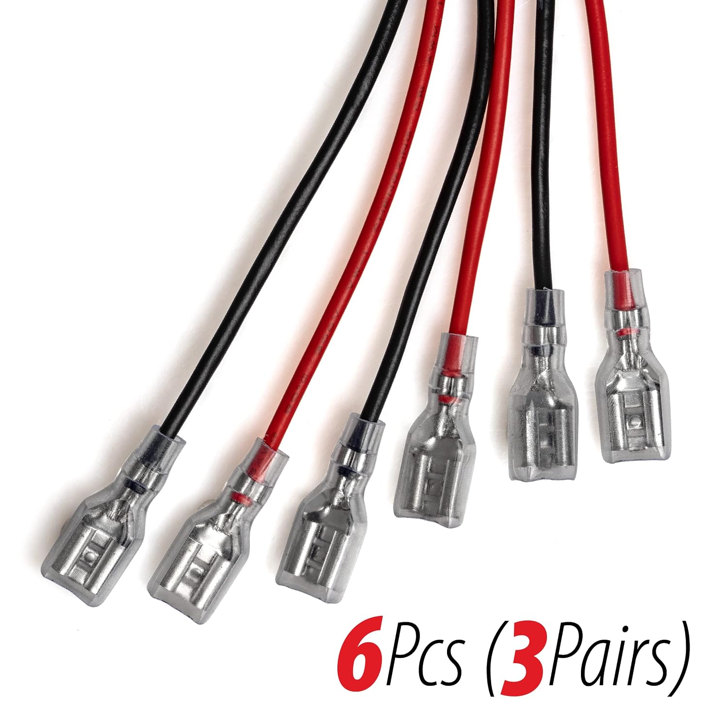 SLA Battery Terminal Leads, Female Spade Quick Connect/Disconnect 6.3mm F2 Type Terminals with Insulated Sleeves and Heavy Duty 16 Guage Wires - 6 Pieces view 2