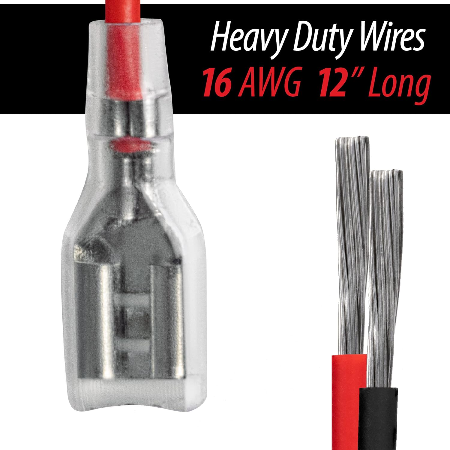 SLA Battery Terminal Leads, Female Spade Quick Connect/Disconnect 6.3mm F2 Type Terminals with Insulated Sleeves and Heavy Duty 16 Guage Wires - 6 Pieces view 4