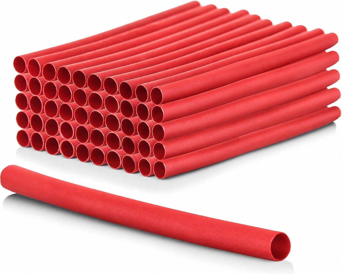 1/4" Red Heat Shrink Tubing, 50 pcs, 4" Long, High Voltage & Temperature Rating