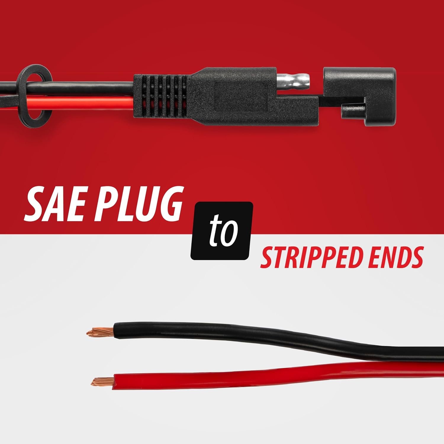 SAE Connector Extension Cable – 14 AWG, 2 Feet, 20 Amp Fuse, Heavy Duty Automotive, Solar, and Battery Power Wire for Electrical Connections view 2