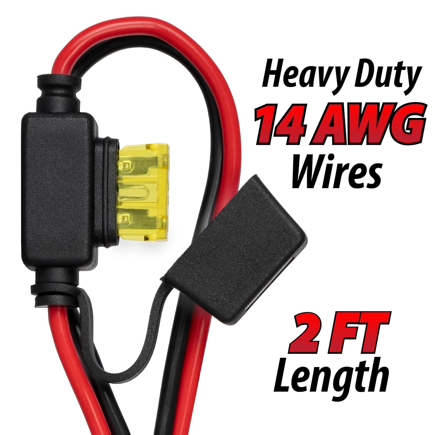SAE Connector Plug to F2 Spade Terminals Cable – 14 AWG, 2 Feet, 20 Amp Fuse, Heavy Duty Automotive, Solar, and Battery Power Wire for Electrical Connections view 3