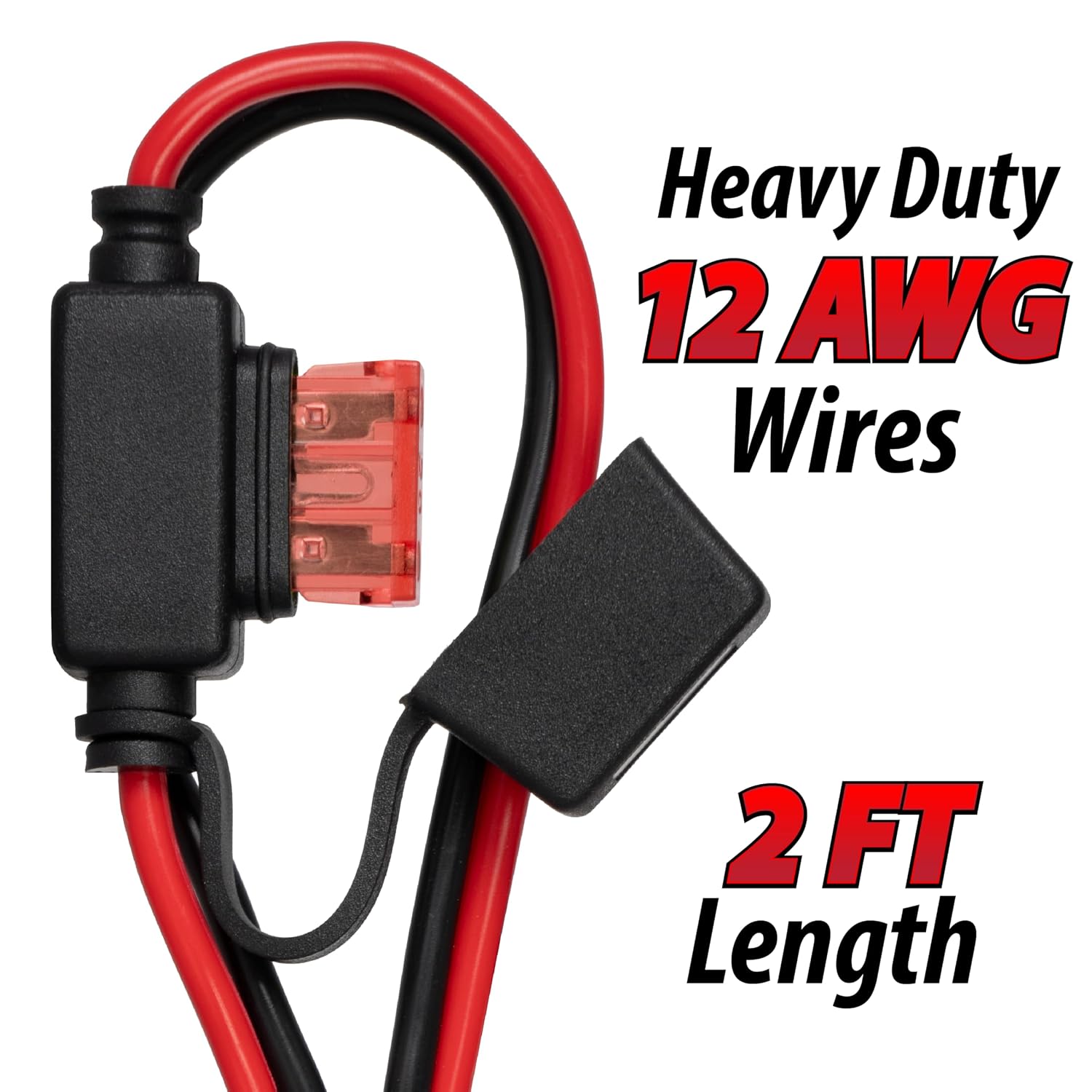 Anderson Power Pole PP45 Connector to 1/4" Ring Terminals Cable – 12 AWG, 2 Feet, 40 Amp Fuse, Heavy Duty Automotive, Solar, & Battery Power Wire for Electrical Connections view 3