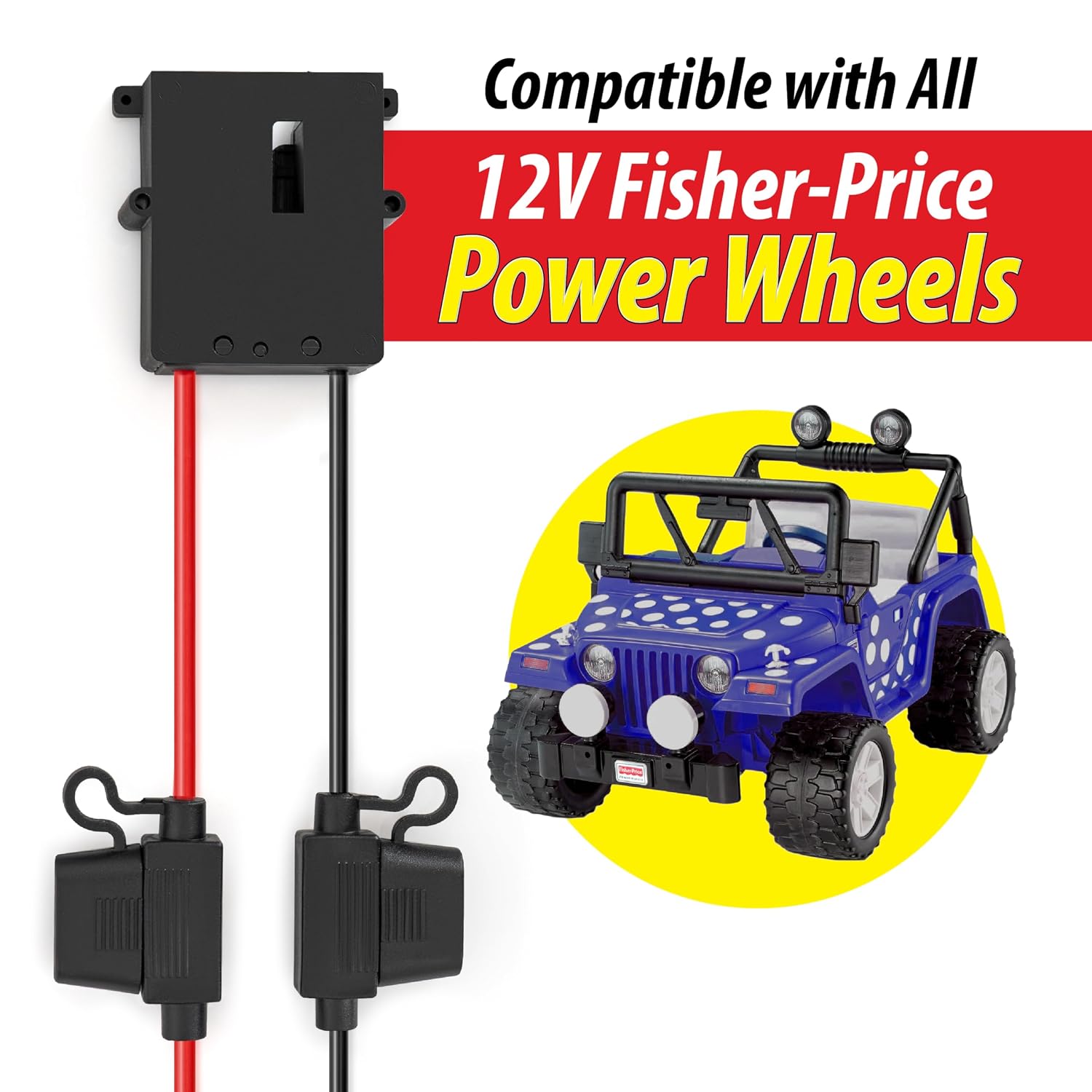 12V Battery Wire Harness Connector with Dual Fuse Protection – Extra Safe Replacement Adapter for Fisher-Price Power Wheels Ride-On Toy Cars view 2