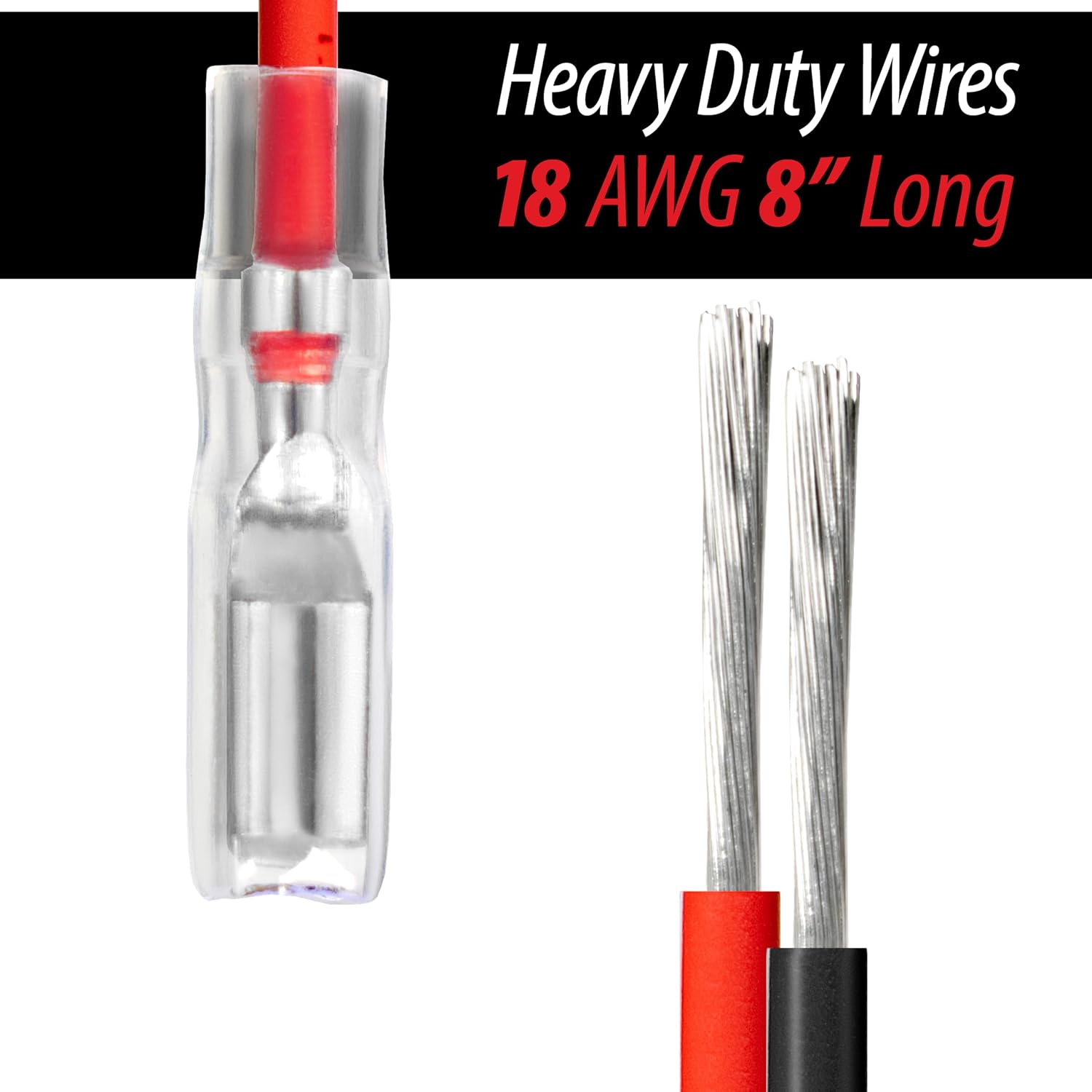 110 Terminal Wires – Mini Spade Quick Connect/Disconnect 0.110" (2.8mm) Female Tabs with Insulated Sleeves – 18 AWG Heavy-Duty Wire – 8 Pieces view 4