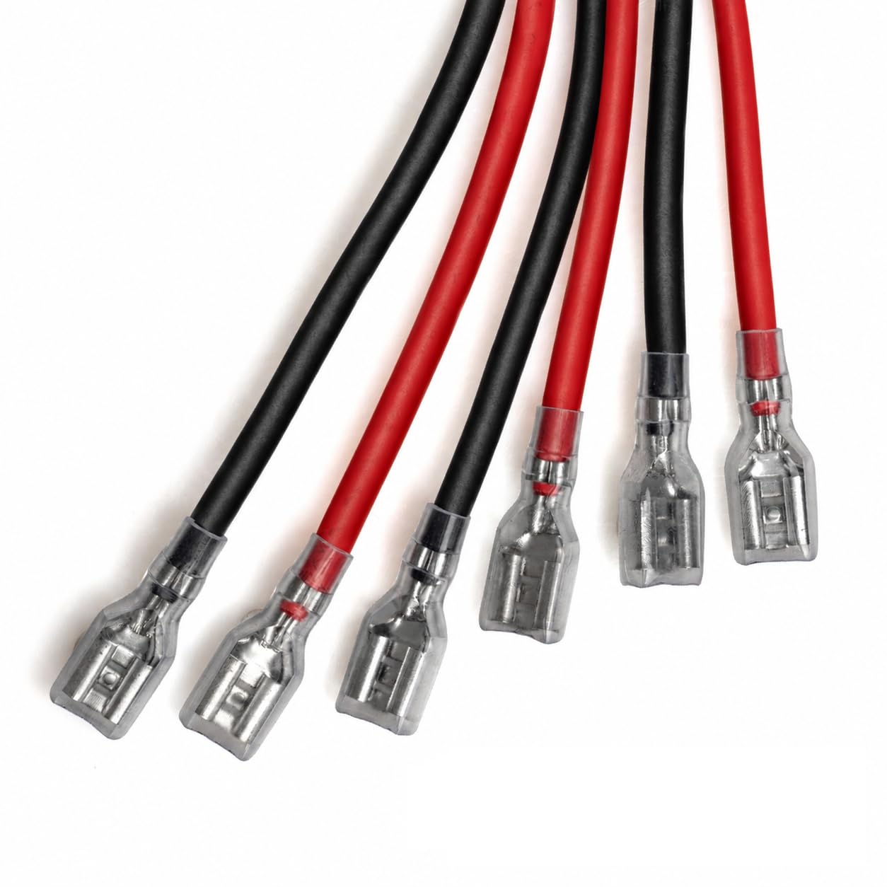 SLA Battery Terminal Leads, Female Spade Quick Connect/Disconnect 6.3mm F2 Type Terminals with Insulated Sleeves and Heavy Duty 14 AWG Wires - 6 Pieces