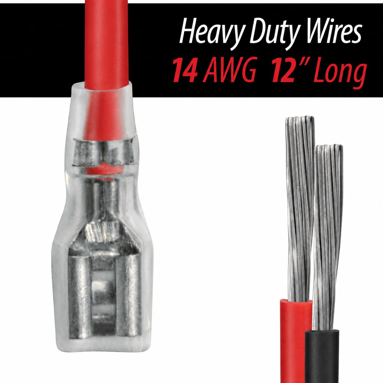 SLA Battery Terminal Leads, Female Spade Quick Connect/Disconnect 6.3mm F2 Type Terminals with Insulated Sleeves and Heavy Duty 14 AWG Wires - 6 Pieces view 4