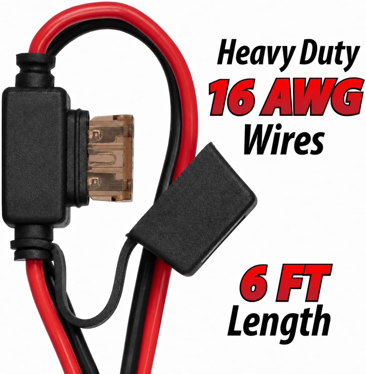 Anderson Power Pole Connector to 5.5mm × 2.5mm DC Barrel Plug Cable - 16 AWG, 6 Feet, 7.5A Fuse, RFI/EMI Noise-Suppressing Ferrite Filter, Battery Power Wire for Ham Radio, Router, LED, CCTV view 3